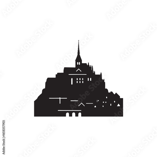 Mont Saint-Michel Silhouette Vector