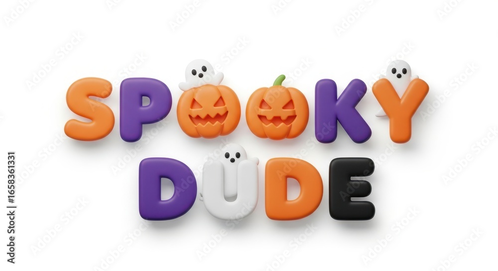 Obraz premium Spooky Dude Halloween Typography with Pumpkins