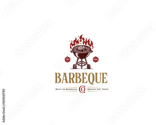 vintage grill meat steak shop logo template for business company