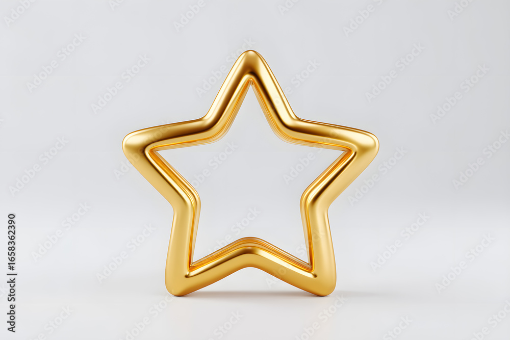 Obraz premium Golden outline star icon, 3D style