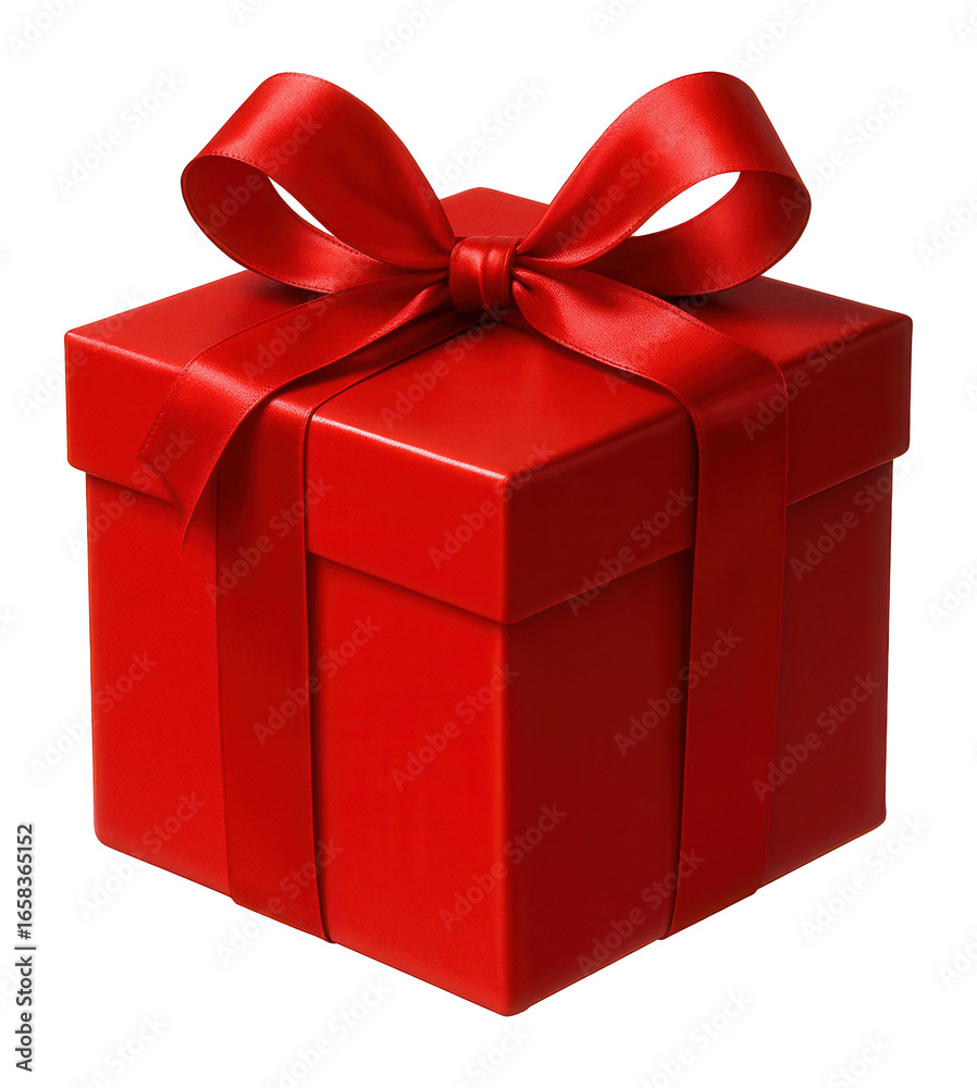 Obraz premium Red gift box with matching ribbon for special occasions.