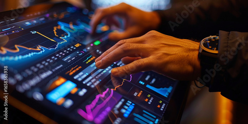 Laptop Displaying Financial Stock Market Trading Charts at Home Office