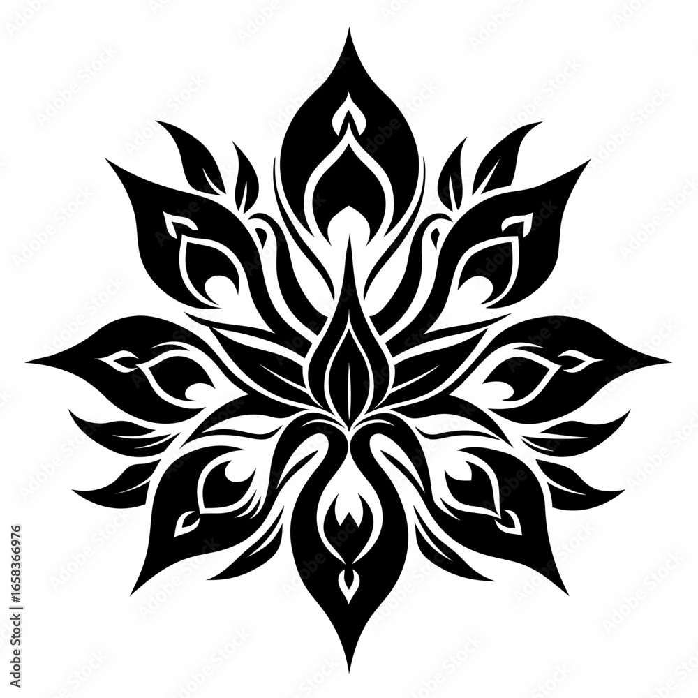 Obraz premium Tribal Petals black silhouette design white background