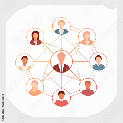 Team Collaboration Network Illustration