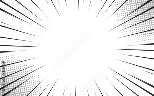 Monochrome concentrated lines of manga comics. Flat vector illustration.