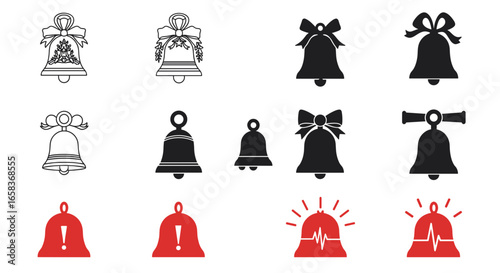 Jingle Bells Silhouette Set for Festive Holiday Celebrations Isolated on Transparent Background
