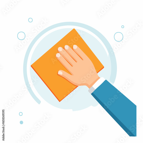 Hand Wiping Orange Cloth Illustration