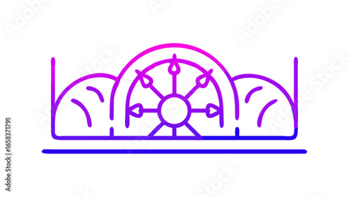 Dharma wheel buddhism symbol illustration with gradient colors for meditation and spiritual practices design