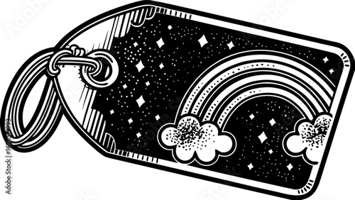 Downloadable vector tag with rainbow and stars design for crafting and digital projects use for free