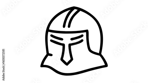 Medieval knight helmet vector drawing for historical reenactment and armor enthusiasts design element icon