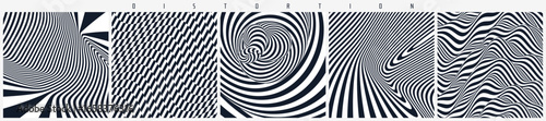 Abstract striped background. Black and white. Wavy pattern. Optical illusion. 3d vector illustration for brochure, annual report, magazine, poster, presentation, flyer or banner.