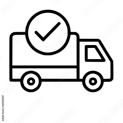 Truck icon delivering with check mark, isolated design
