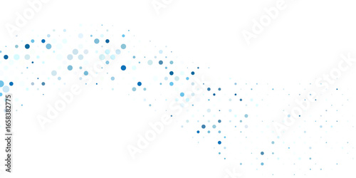 Vector abstract blue background frame of geometric shapes. Circular ornament. Pattern of dots, particles, molecules, fragments. Poster for technology, medicine, presentations, business.