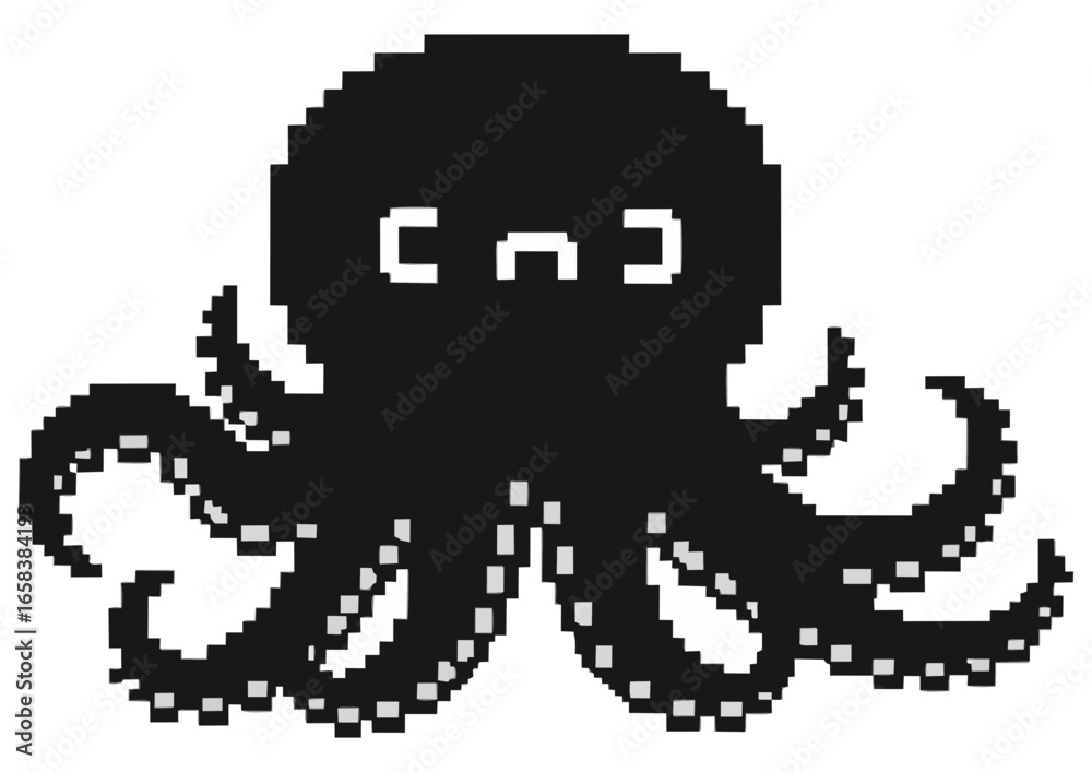 Obraz premium Stylized octopus silhouette in dark blue, representing marine life and intelligence