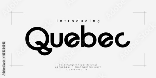 Font Quebec. Sans Serif Abstract modern minimal alphabet fonts. Luxury Typography urban style for fun, sport, technology, fashion, digital, future creative logo font. vector illustration