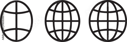 Globe icons in progressive detail world earth