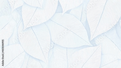 Delicate light blue leaf pattern.