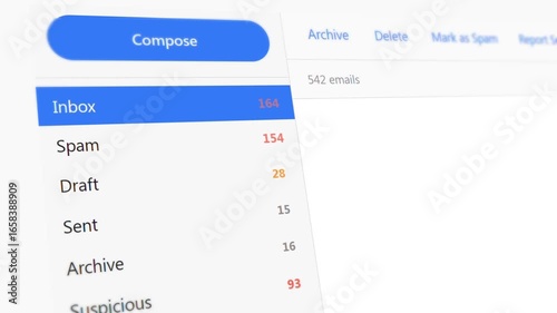 Dynamic email management interface with real-time notification updates