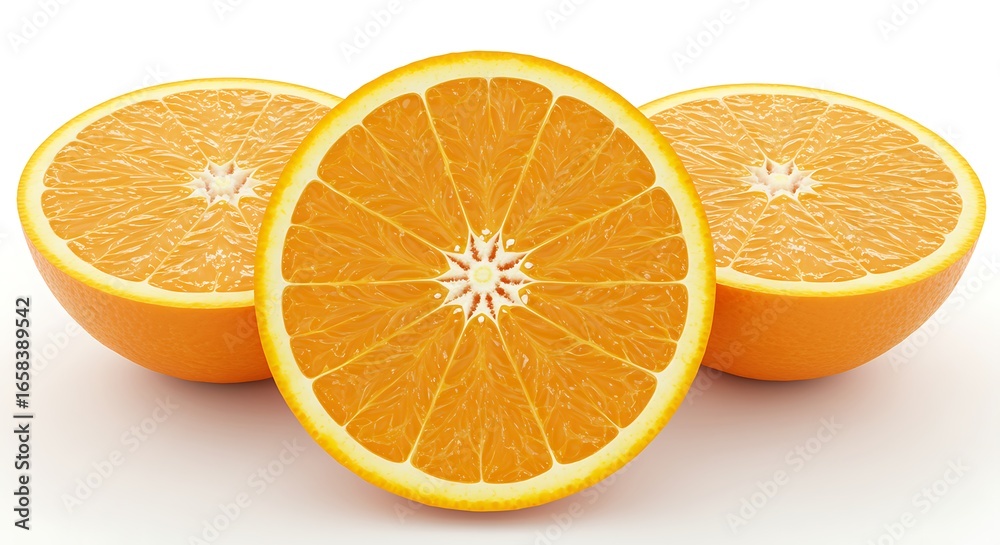 Fototapeta premium Halved Orange Slices Fresh Citrus Fruit Vibrant Food Still Life