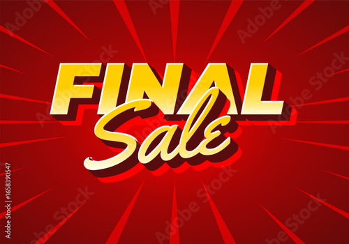 A bold red sale banner with large yellow and white script text that reads Final