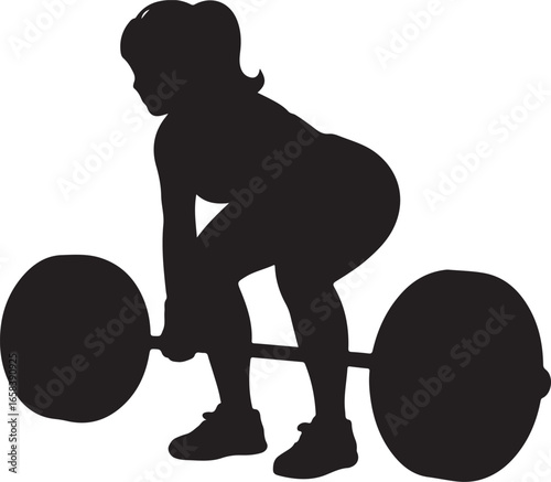 Silhouette of a Woman Deadlifting Heavy Weight Vector Illustration