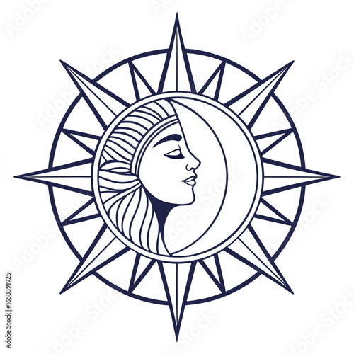 abstract sunburst logo radial geometric lines illustration