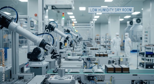 Largescale production line for lithiumion battery cells operating in a lowhumidity dryroom to reduce risk of electrolyte degradation.