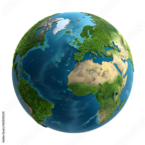 Realistic 3D Earth Globe Isolated Transparent PNG
