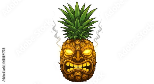Angry Tiki Pineapple: A Tropical Fusion of Fruit and Polynesian Art