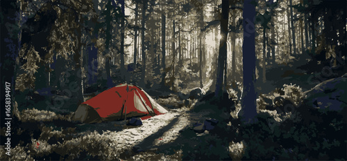 "Wilderness Escape: Tent Under the Open Sky"