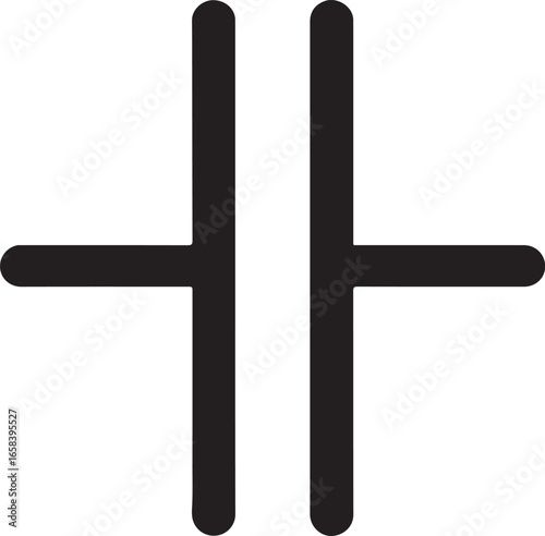 Capacitor symbol icon silhouette vector, electronic component circuit diagram symbol, technical design EPS.