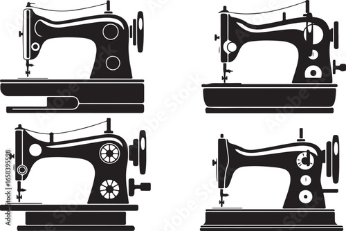 Sewing Machine Vector Set: Tailoring Equipment, Needlework, and Stitching Tools