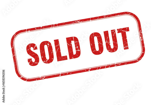 Red sold out stamp isolated on transparent background