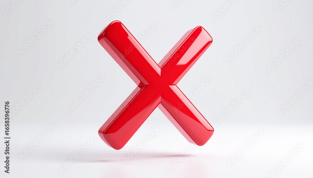 Fototapeta premium Yes and no, a 3D red cross mark is a common symbol for a negative choice or a cancel button in business and web design