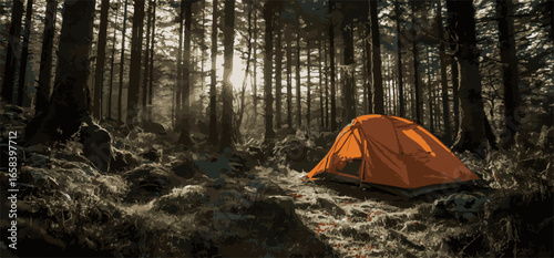 "Wilderness Escape: Tent Under the Open Sky"