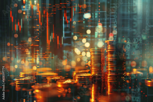 Financial Growth Concept Digital Economy and Investment Market Data