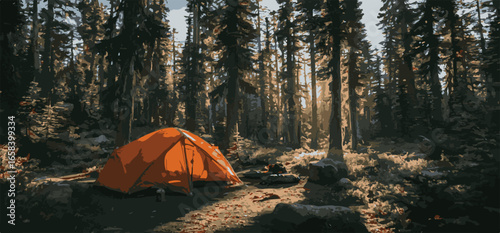 "Wilderness Escape: Tent Under the Open Sky"