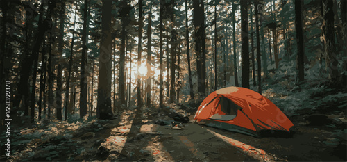 "Wilderness Escape: Tent Under the Open Sky"