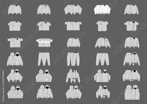 Streetwear Mockups Pack and Fashion Vector Bundle - Tech Pack Template - Procreate Fashion Mockup Flats
