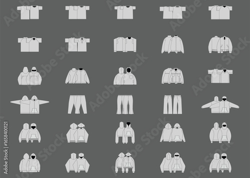 Fashion Design Tech Pack Bundle - Streetwear Vector Flats and Mockups - Procreate Fashion Mockup Template