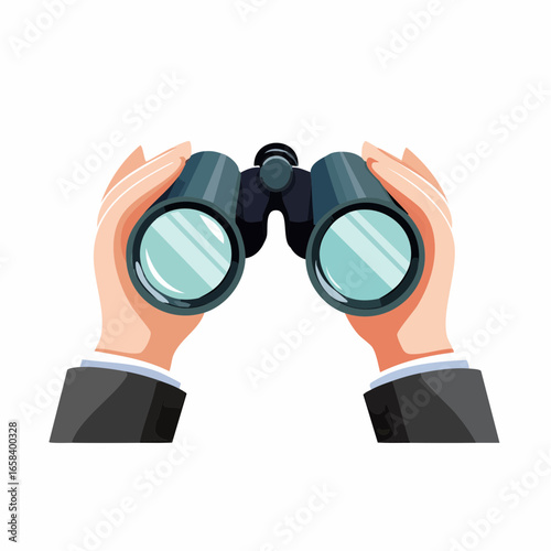 Business Hands Holding Binoculars