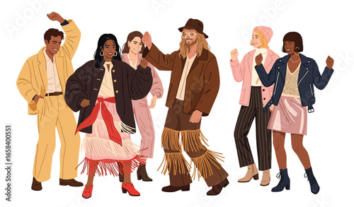 Dancing people. Trendy party cartoon crowd, modern young dancing characters, friends couples and happy persons. Vector illustrations club party dance