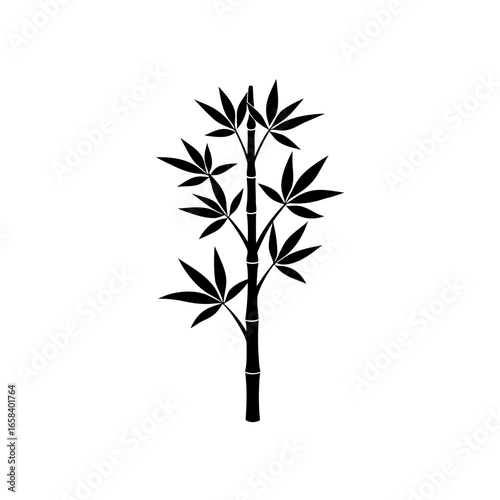 a simple silhouette of a long bamboo stalk with a 