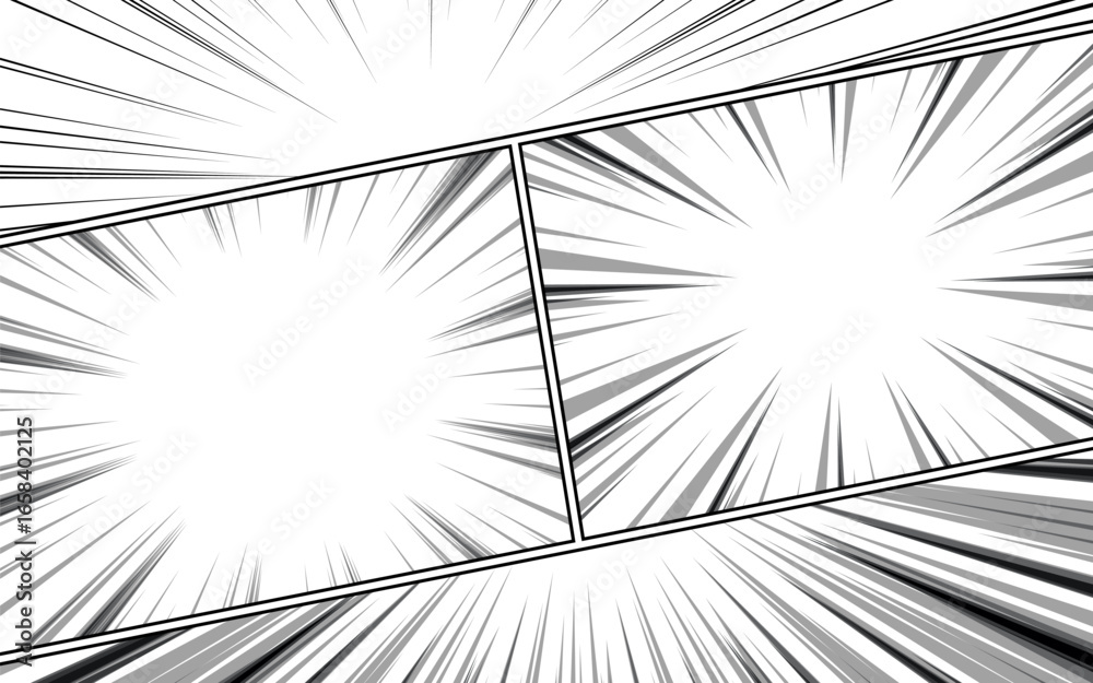 Fototapeta premium Abstract black and white comic cartoon with set.
