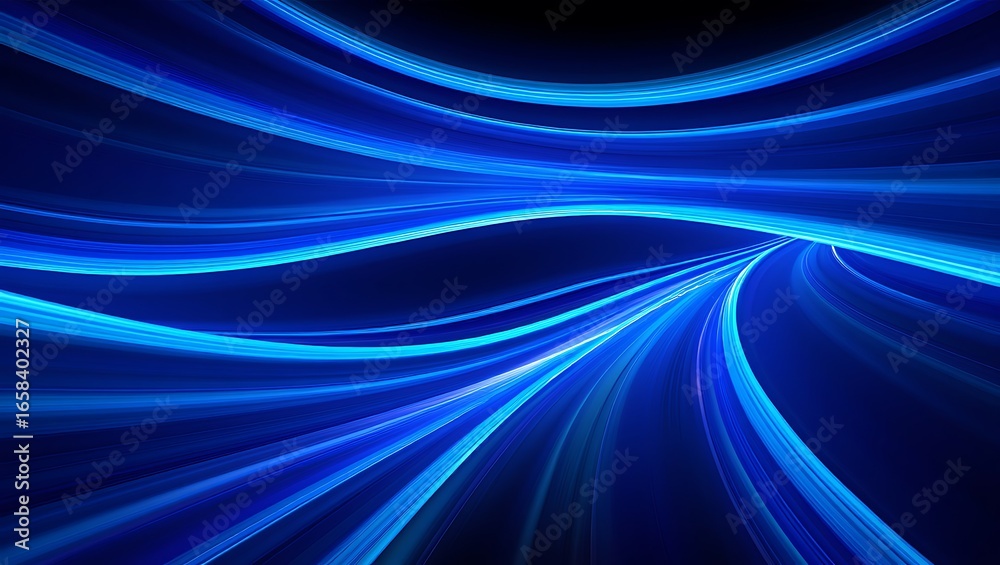 Fototapeta premium Abstract Blue Light Streaks Swirling Dark Background
