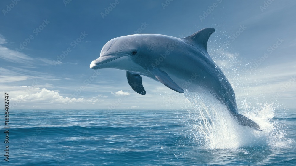 Fototapeta premium Dolphin leaping from ocean waves