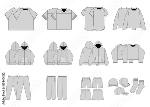 Streetwear Clothing Techpack Vector Mockup Pack Clothing Brand Fashion Design Flat Templates Adobe Illustrator