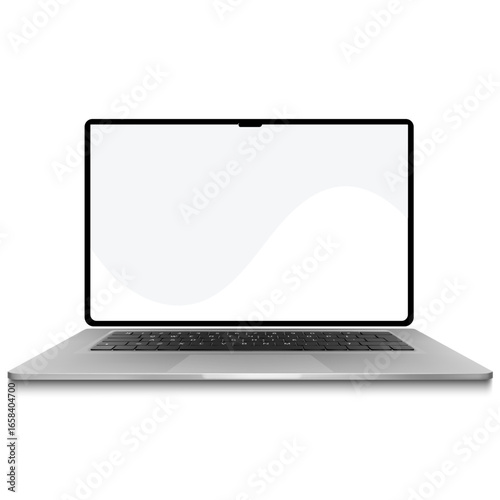 Light gray modern laptop isolated on a clean white background. Minimalist technology concept for business, remote work, online education, web design, and digital content creation. 