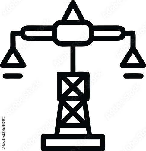 Outline icon of a power pylon with insulators and crossbars electricity transmission