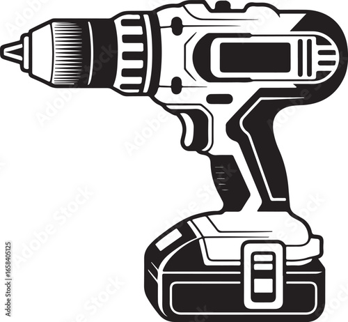 Cordless Drill Vector Illustration for Construction and Repair Projects